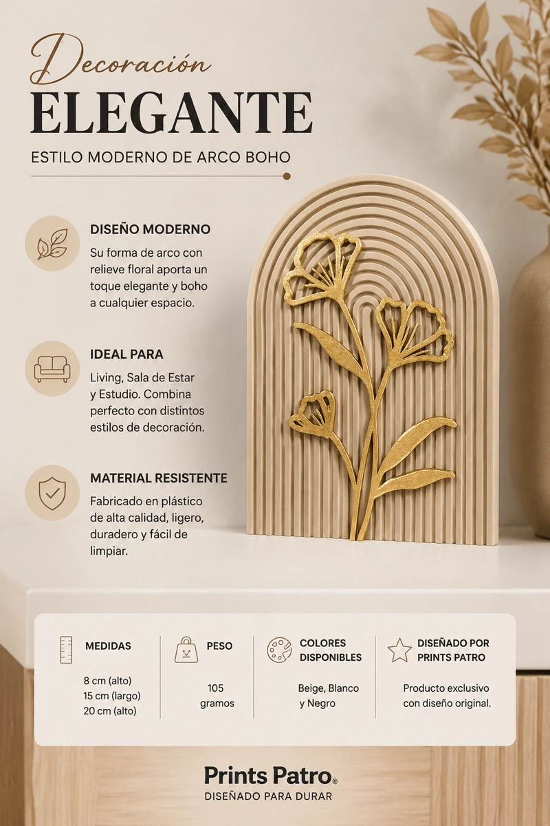 DECORACION ELEGANTE PRINTS PATRO - ESTILO MODERNA DE ARCO BOHO BEIGE - 3