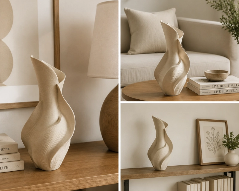 DECORACION ELEGANTE PRINTS PATRO - JARRON ESPIRAL SERENORA BEIGE - 1