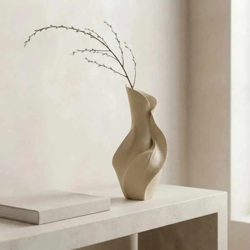DECORACION ELEGANTE PRINTS PATRO - JARRON ESPIRAL SERENORA BEIGE - 2