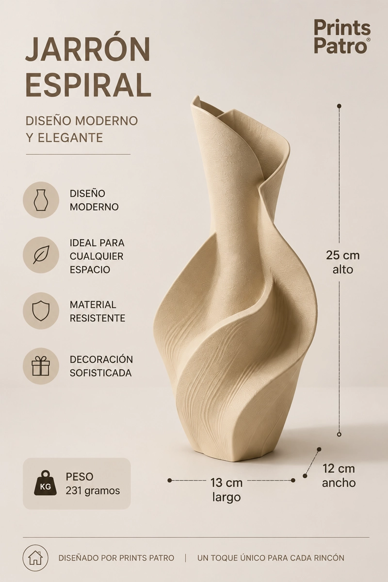 DECORACION ELEGANTE PRINTS PATRO - JARRON ESPIRAL SERENORA BEIGE - 3