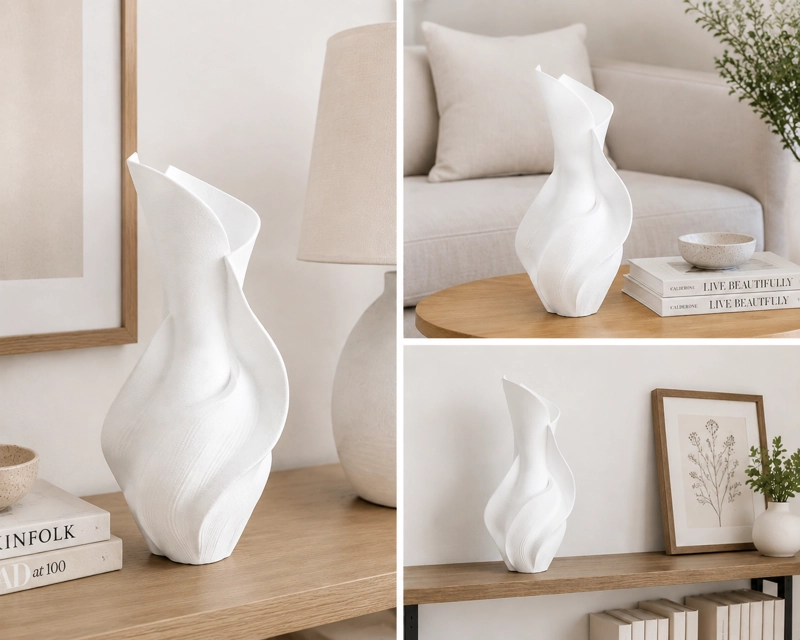 DECORACION ELEGANTE PRINTS PATRO - JARRON ESPIRAL SERENORA BLANCO - 1