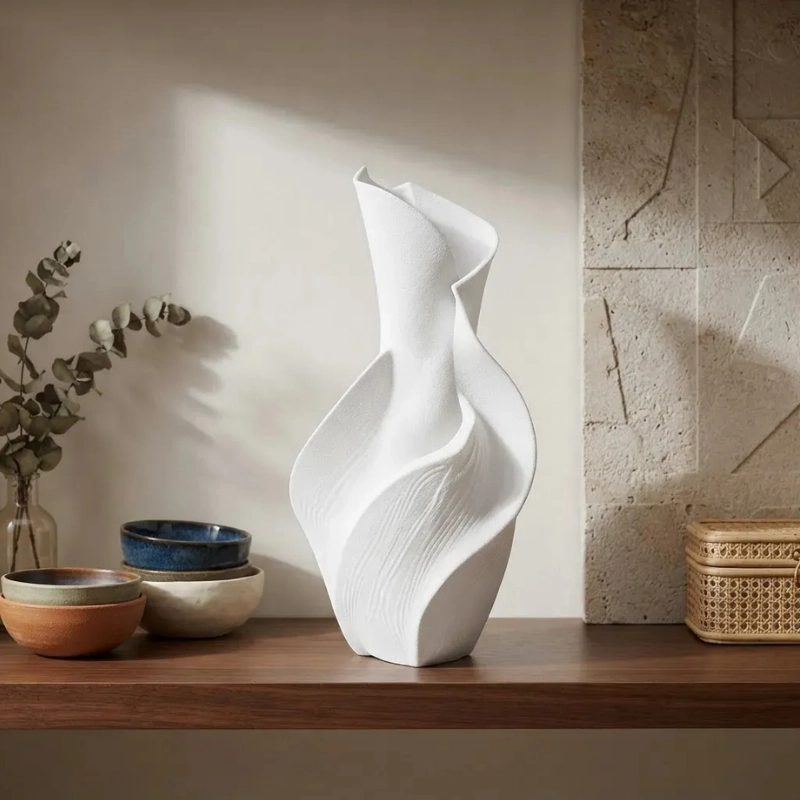 DECORACION ELEGANTE PRINTS PATRO - JARRON ESPIRAL SERENORA BLANCO - 2