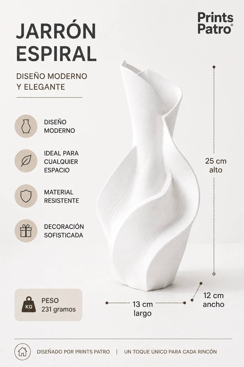 DECORACION ELEGANTE PRINTS PATRO - JARRON ESPIRAL SERENORA BLANCO - 3