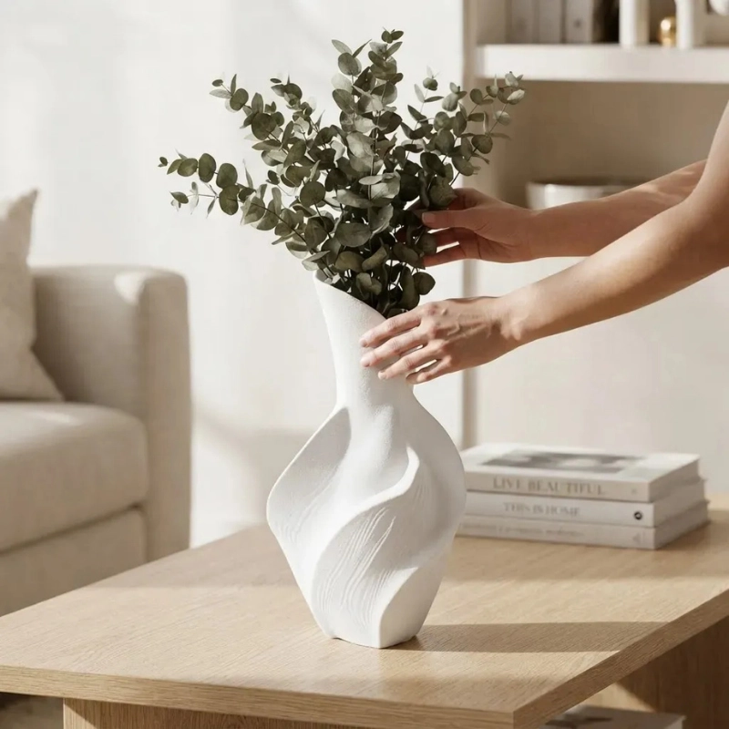 DECORACION ELEGANTE PRINTS PATRO - JARRON ESPIRAL SERENORA BLANCO - 4