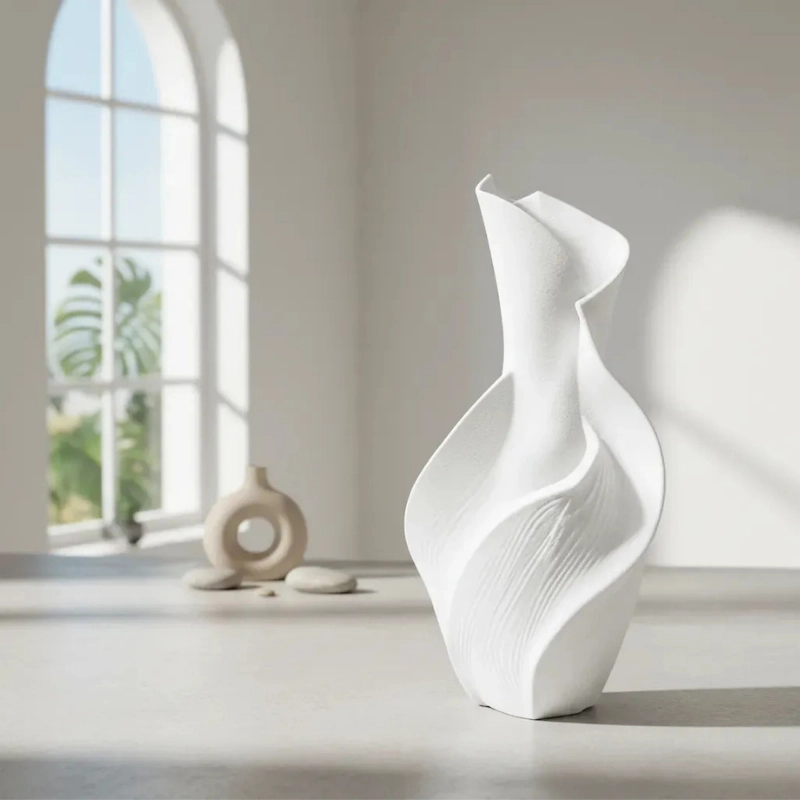 DECORACION ELEGANTE PRINTS PATRO - JARRON ESPIRAL SERENORA BLANCO - 5