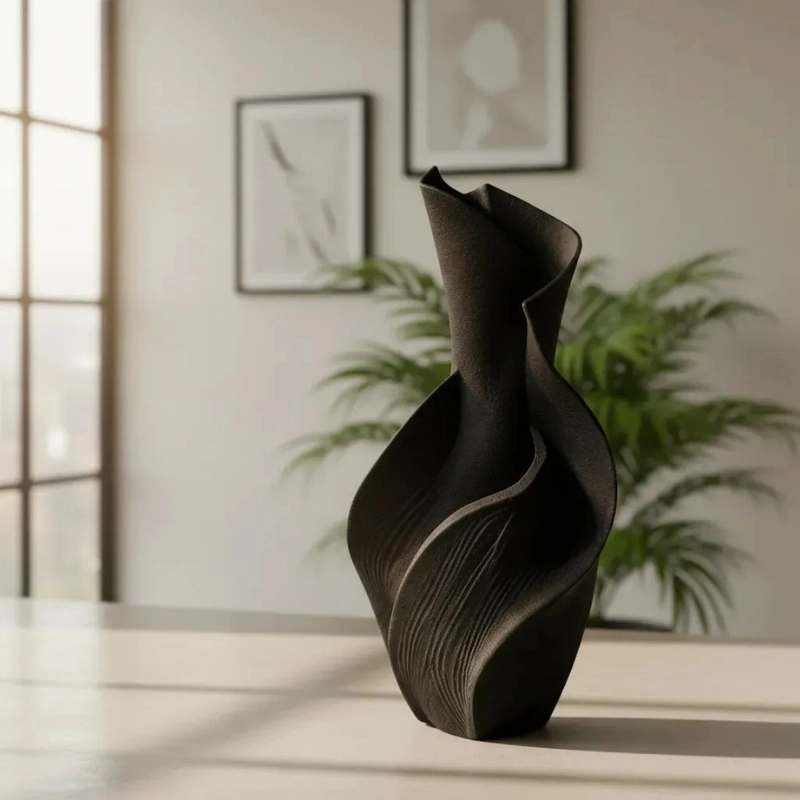 DECORACION ELEGANTE PRINTS PATRO - JARRON ESPIRAL SERENORA NEGRO - 2