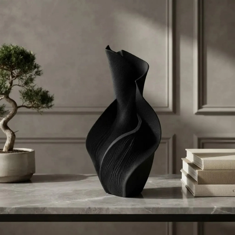 DECORACION ELEGANTE PRINTS PATRO - JARRON ESPIRAL SERENORA NEGRO - 4