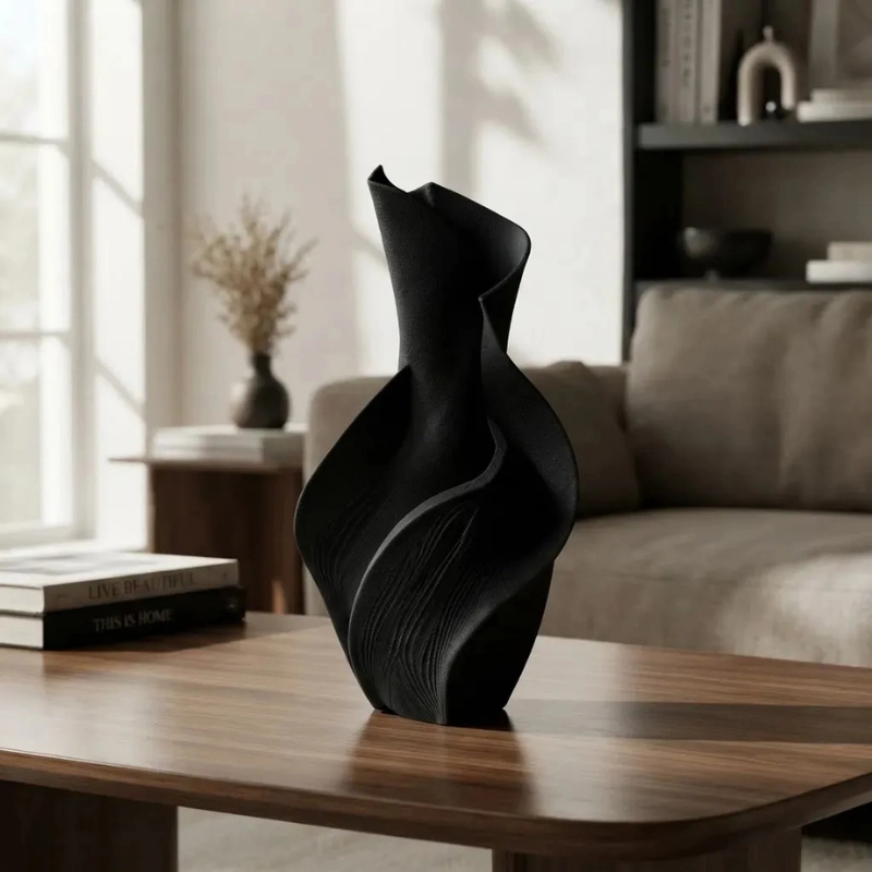 DECORACION ELEGANTE PRINTS PATRO - JARRON ESPIRAL SERENORA NEGRO - 5