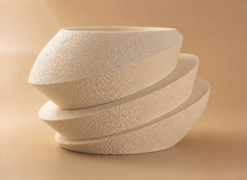MACETERO DECORATIVO HOGAR- FORMA OVNI 11 CM BEIGE - 1
