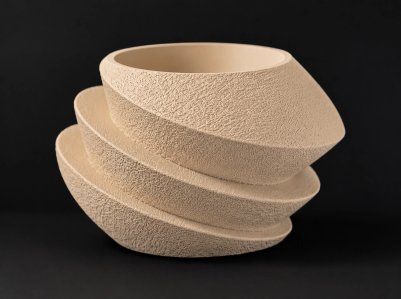 MACETERO DECORATIVO HOGAR- FORMA OVNI 11 CM BEIGE - 3