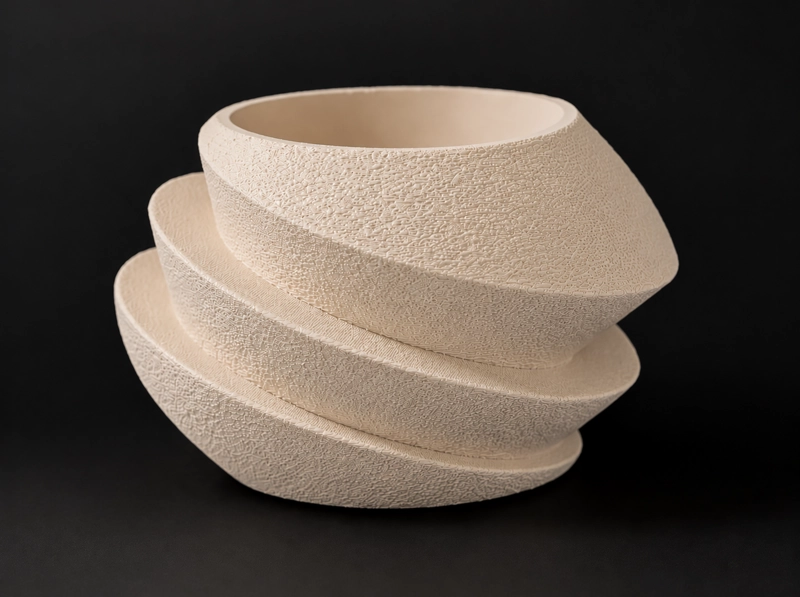 MACETERO DECORATIVO HOGAR- FORMA OVNI 11 CM BEIGE - 4