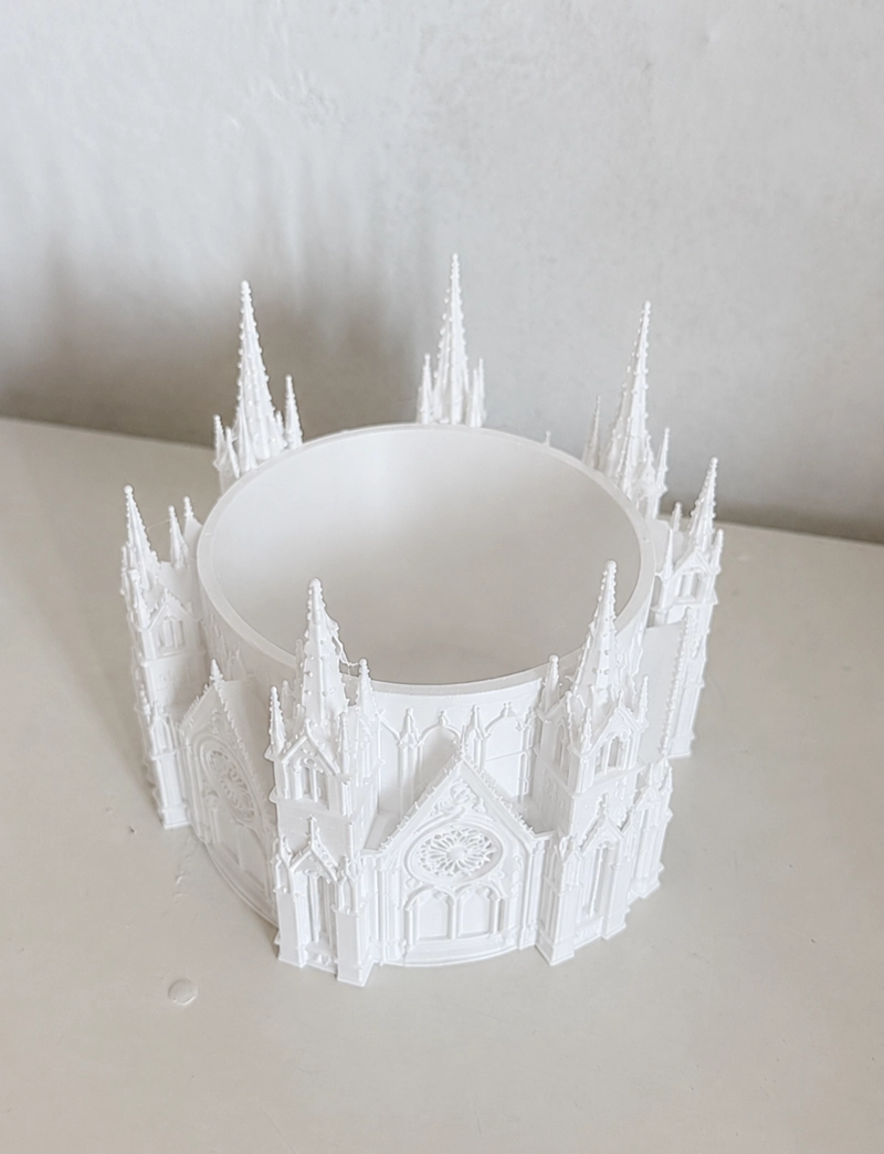 MACETERO DECORATIVO HOGAR- FORMA CATEDRAL 13 CM BLANCO - 5