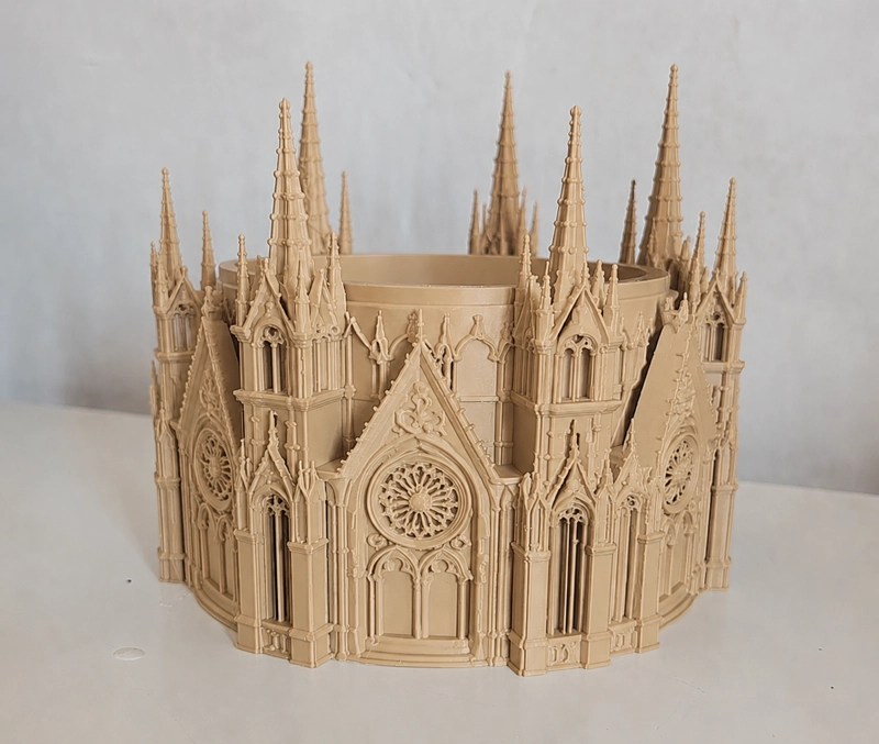 MACETERO DECORATIVO HOGAR- FORMA CATEDRAL 13 CM BEIGE - 4