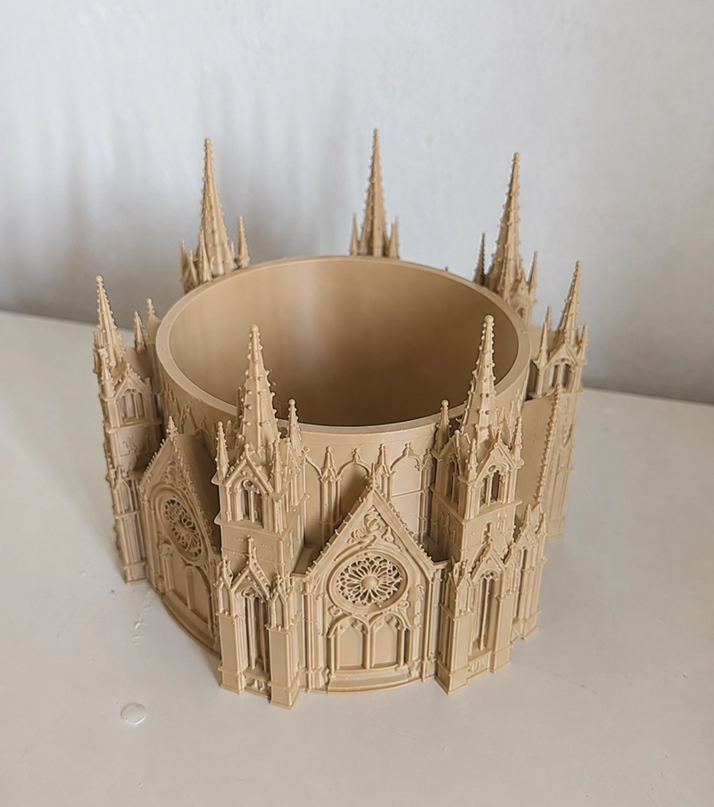 MACETERO DECORATIVO HOGAR- FORMA CATEDRAL 13 CM BEIGE - 5