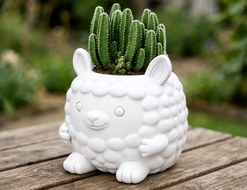 MACETERO DECORATIVO HOGAR- FORMA LLAMITA 15 CM BLANCO - 5