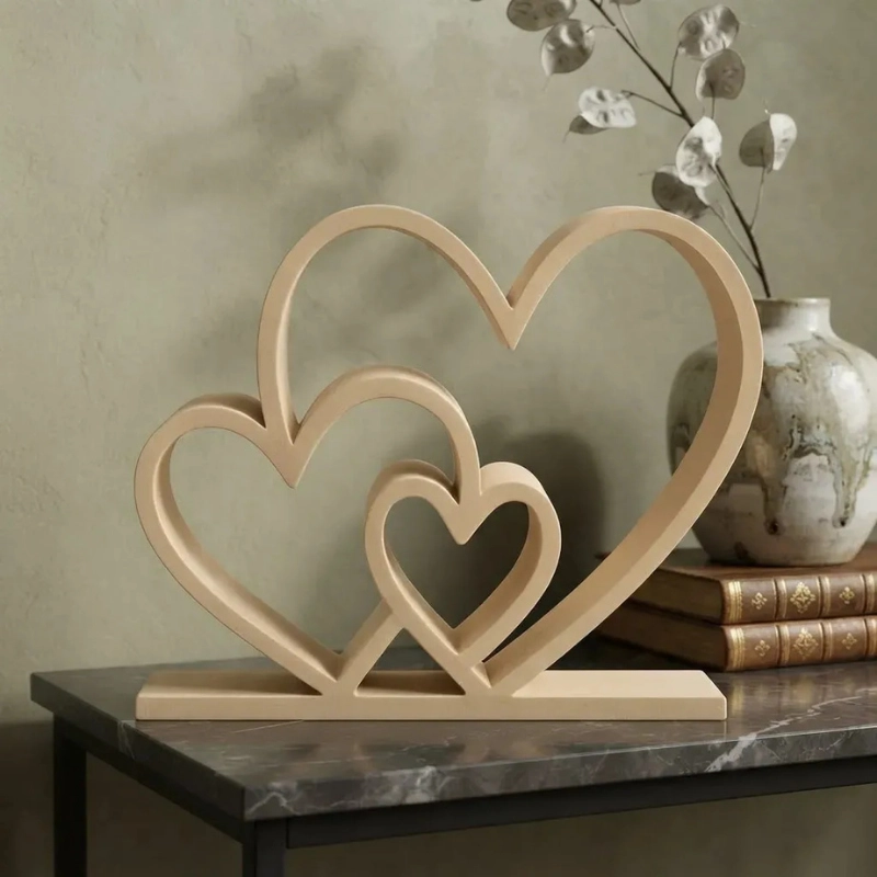 ESCULTURA ELEGANTE PRINTS PATRO - ESTILO TRIO DE CORAZONES BEIGE - 5