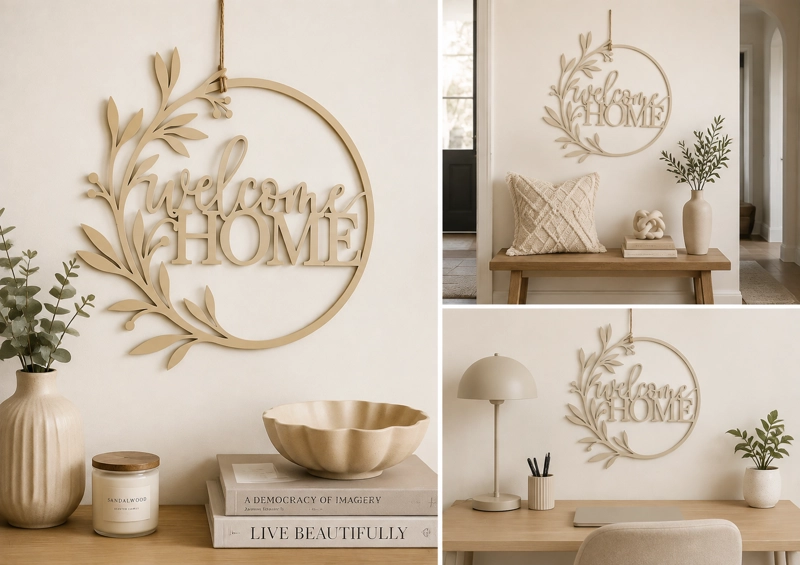 DECORACION PRINTS PATRO - ANILLO DECORATIVO WELCOME HOME BEIGE - 3