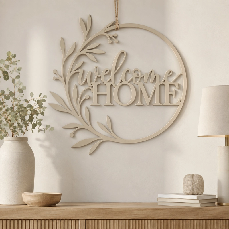 DECORACION PRINTS PATRO - ANILLO DECORATIVO WELCOME HOME BEIGE - 4