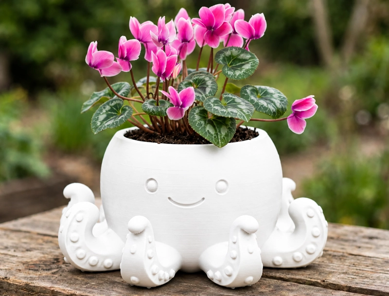 MACETERO DECORATIVO HOGAR- FORMA PULPO 22 CM BLANCO - 1