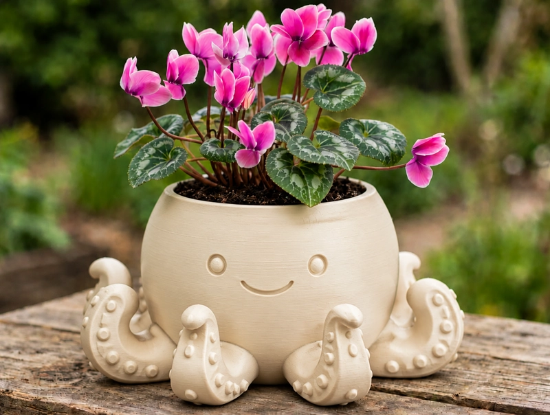 MACETERO DECORATIVO HOGAR- FORMA PULPO 22 CM BEIGE - 1