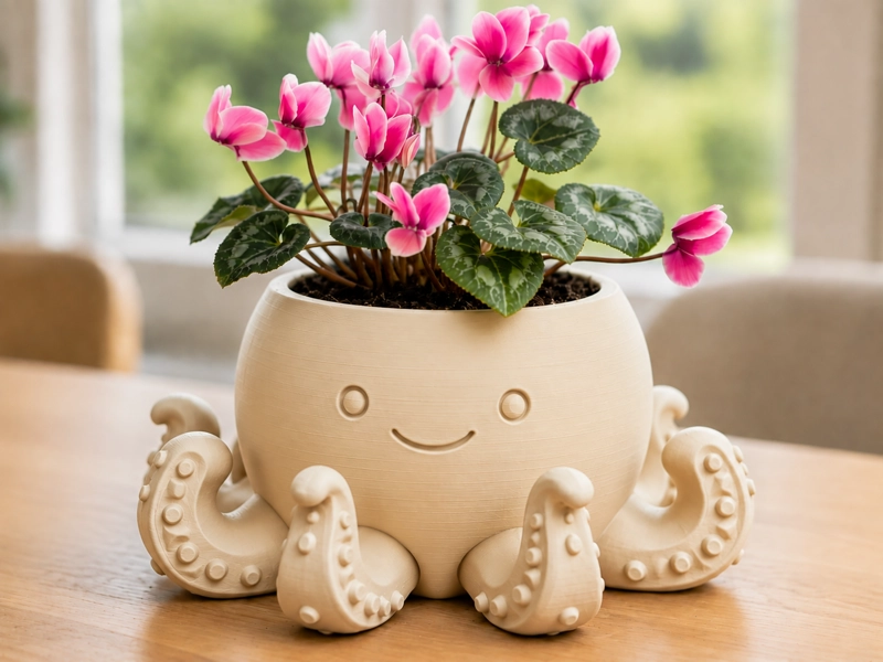 MACETERO DECORATIVO HOGAR- FORMA PULPO 22 CM BEIGE - 3