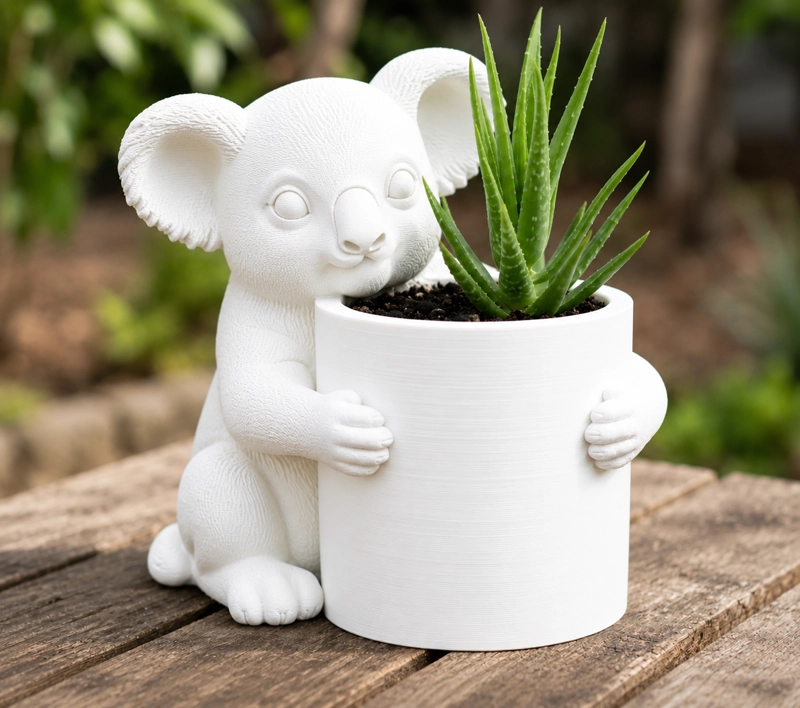 MACETERO DECORATIVO HOGAR- FORMA KOALA 17 CM BLANCO - 1