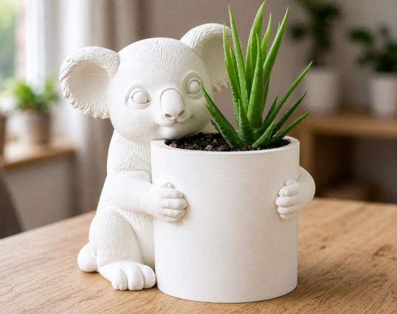 MACETERO DECORATIVO HOGAR- FORMA KOALA 17 CM BLANCO - 5