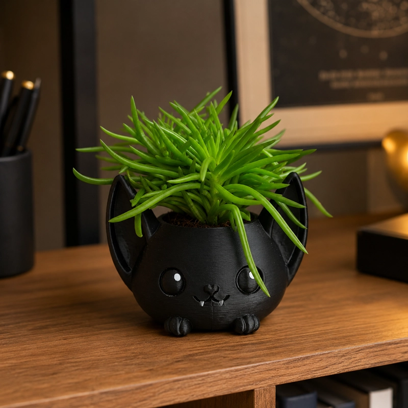 MACETERO DECORATIVO HOGAR- FORMA MURCIE LAGO 7 CM NEGRO - 3
