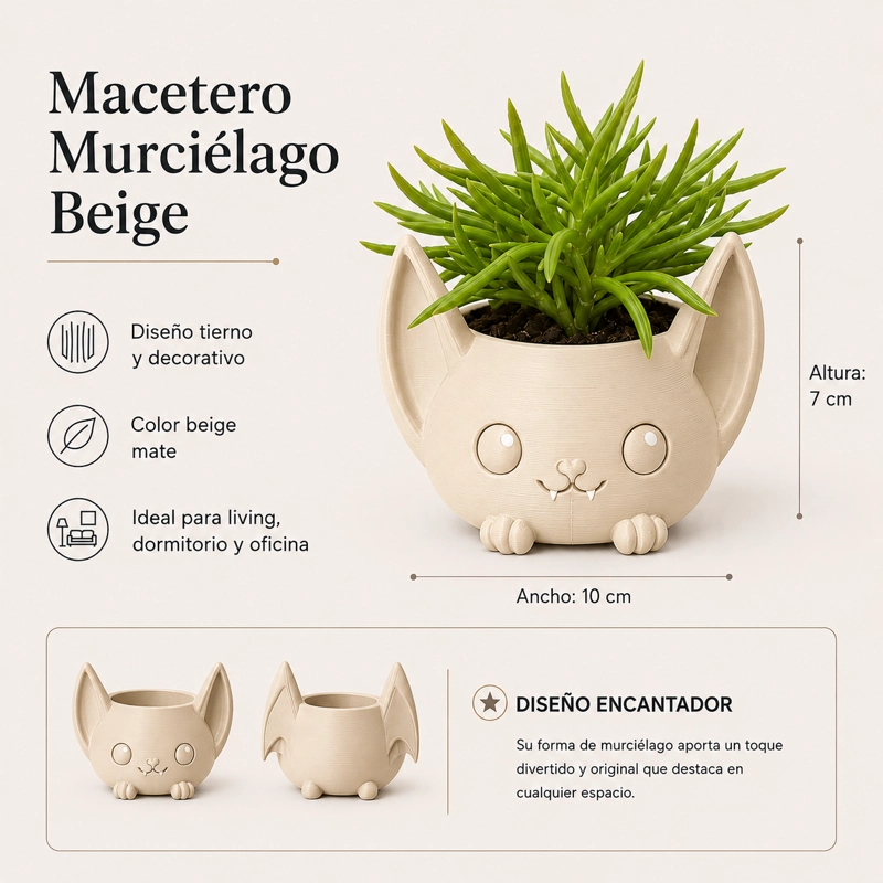 MACETERO DECORATIVO HOGAR- FORMA MURCIE LAGO 7 CM BEIGE - 2