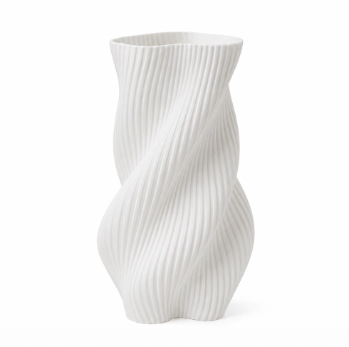 JARRON EN ESPIRAL BEIGE 15 CM MINIMALISTA PARA EL HOGAR - 1