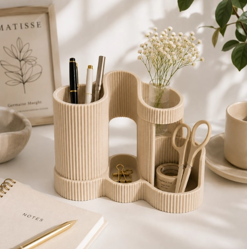 MINI JARRON MULTIUSO BEIGE 15 CM MINIMALISTA PARA EL HOGAR - 3