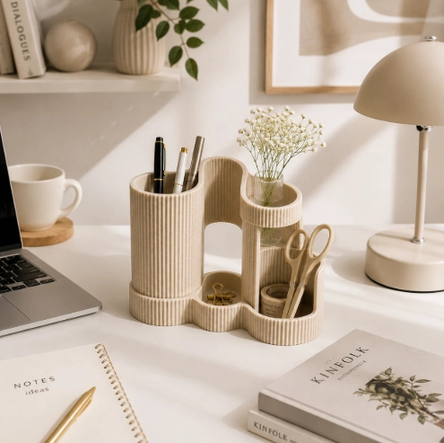 MINI JARRON MULTIUSO BEIGE 15 CM MINIMALISTA PARA EL HOGAR - 5