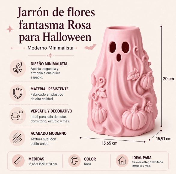 JARRON DE FLORES FANTASMA NEGRO PARA HALLOWEEN - 2