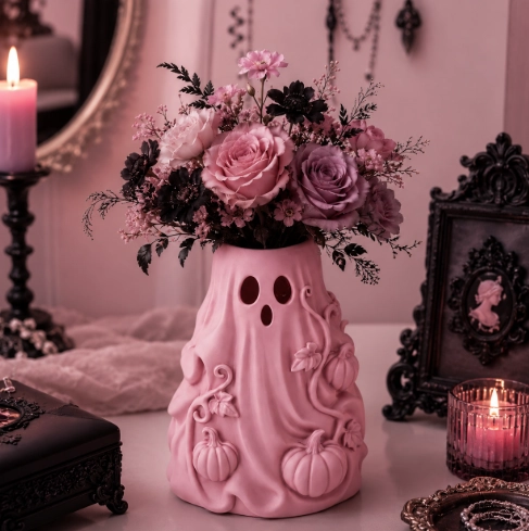 JARRON DE FLORES FANTASMA NEGRO PARA HALLOWEEN - 3
