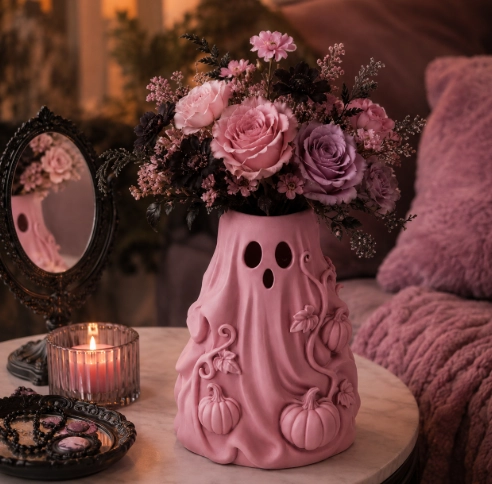 JARRON DE FLORES FANTASMA NEGRO PARA HALLOWEEN - 4