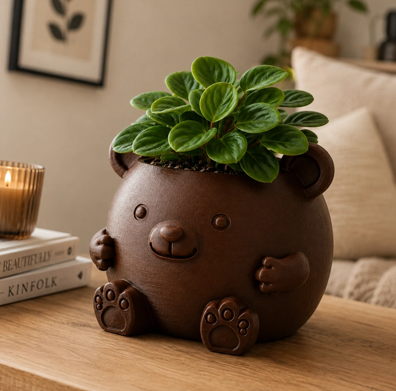 MACETERO DECORATIVO HOGAR- FORMA OSITO 16 CM MARRON - 3