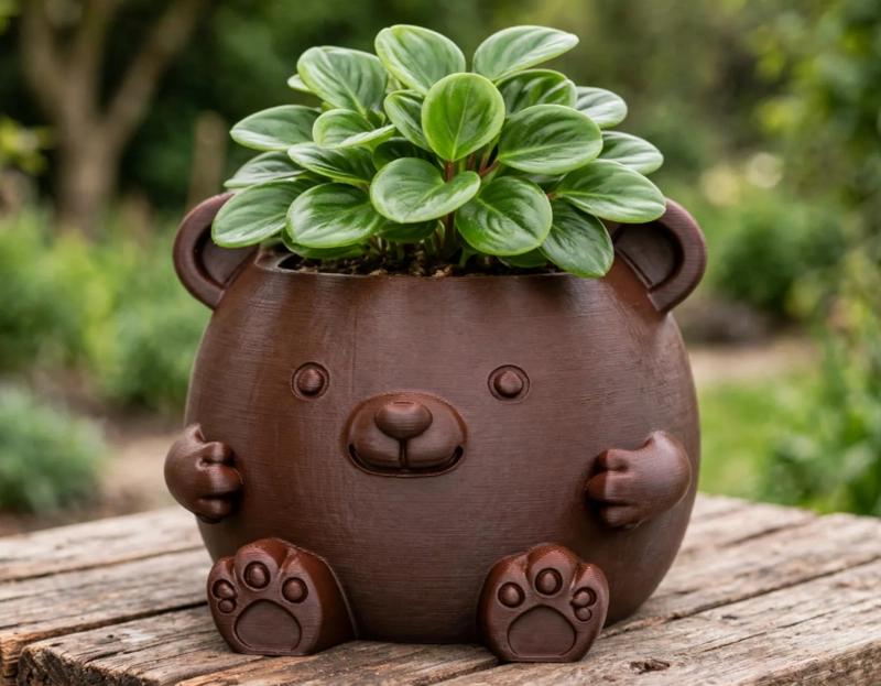 MACETERO DECORATIVO HOGAR- FORMA OSITO 16 CM MARRON - 4
