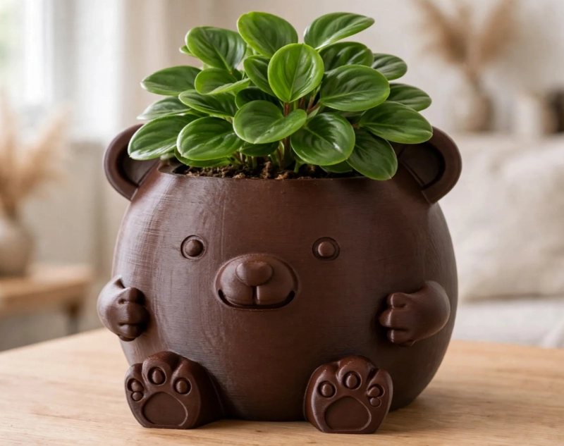 MACETERO DECORATIVO HOGAR- FORMA OSITO 16 CM MARRON - 5