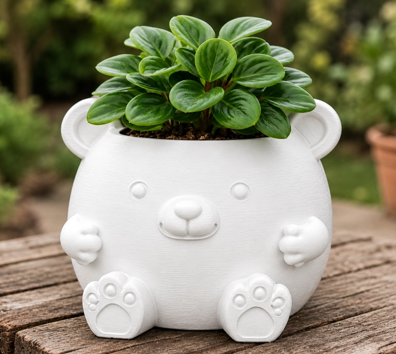 MACETERO DECORATIVO HOGAR- FORMA OSITO 16 CM BLANCO - 1