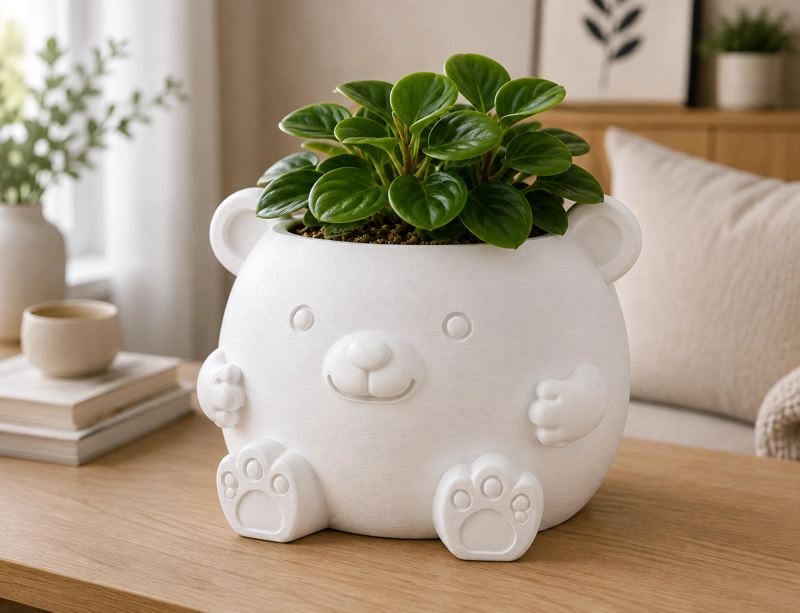 MACETERO DECORATIVO HOGAR- FORMA OSITO 16 CM BLANCO - 3