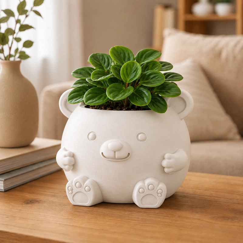 MACETERO DECORATIVO HOGAR- FORMA OSITO 16 CM BLANCO - 4
