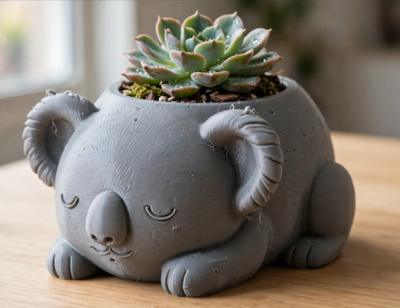 MACETERO DECORATIVO HOGAR- KOALA DURMIENTE 10 CM GRIS - 4