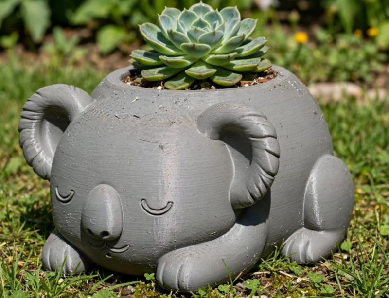 MACETERO DECORATIVO HOGAR- KOALA DURMIENTE 10 CM GRIS - 5