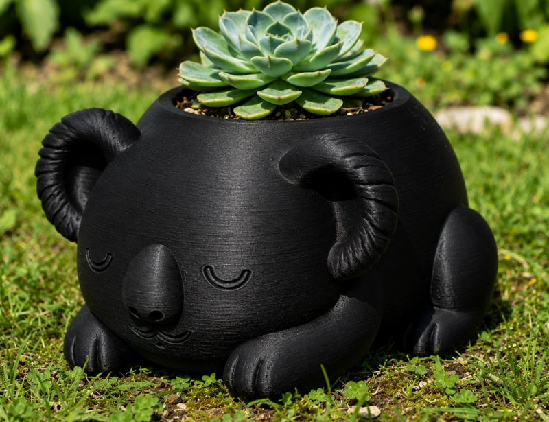 MACETERO DECORATIVO HOGAR- KOALA DURMIENTE 10 CM NEGRO - 5