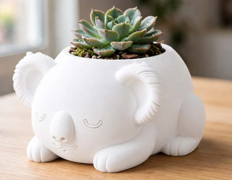 MACETERO DECORATIVO HOGAR- KOALA DURMIENTE 10 CM BLANCO - 1