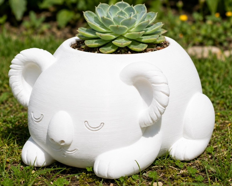 MACETERO DECORATIVO HOGAR- KOALA DURMIENTE 10 CM BLANCO - 5