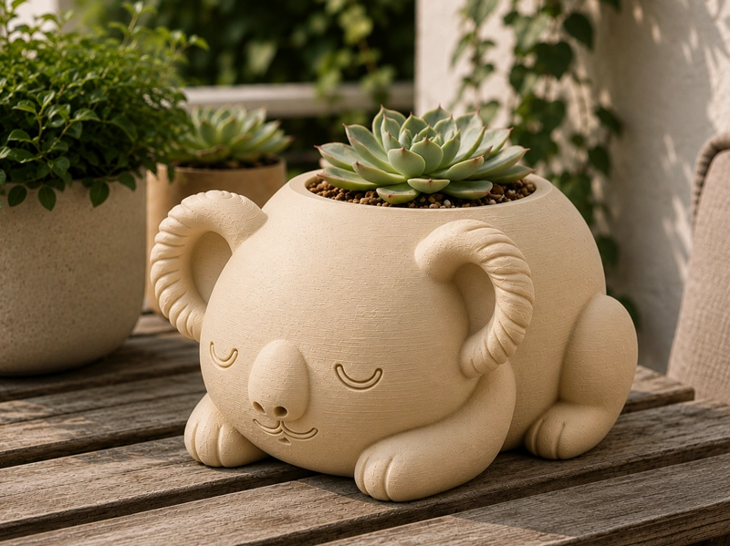 MACETERO DECORATIVO HOGAR- KOALA DURMIENTE 10 CM BEIGE - 1