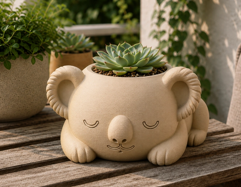 MACETERO DECORATIVO HOGAR- KOALA DURMIENTE 10 CM BEIGE - 3
