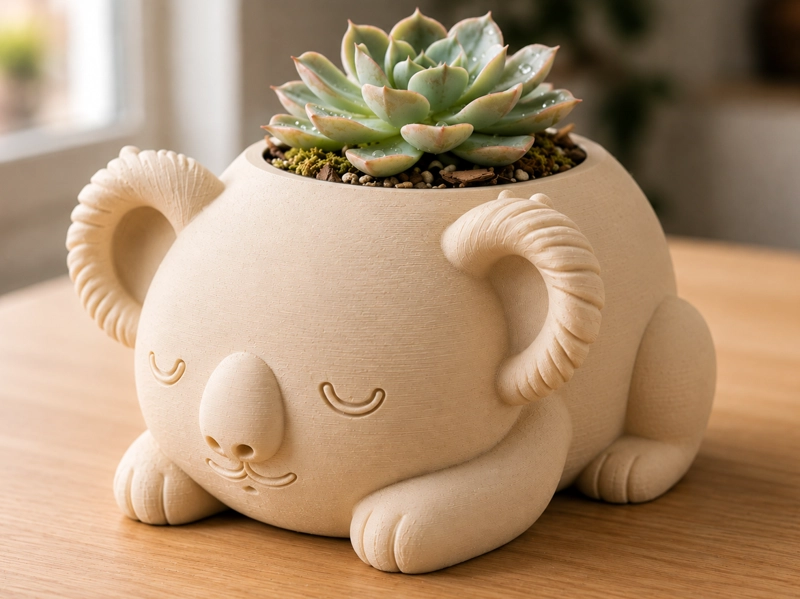 MACETERO DECORATIVO HOGAR- KOALA DURMIENTE 10 CM BEIGE - 4