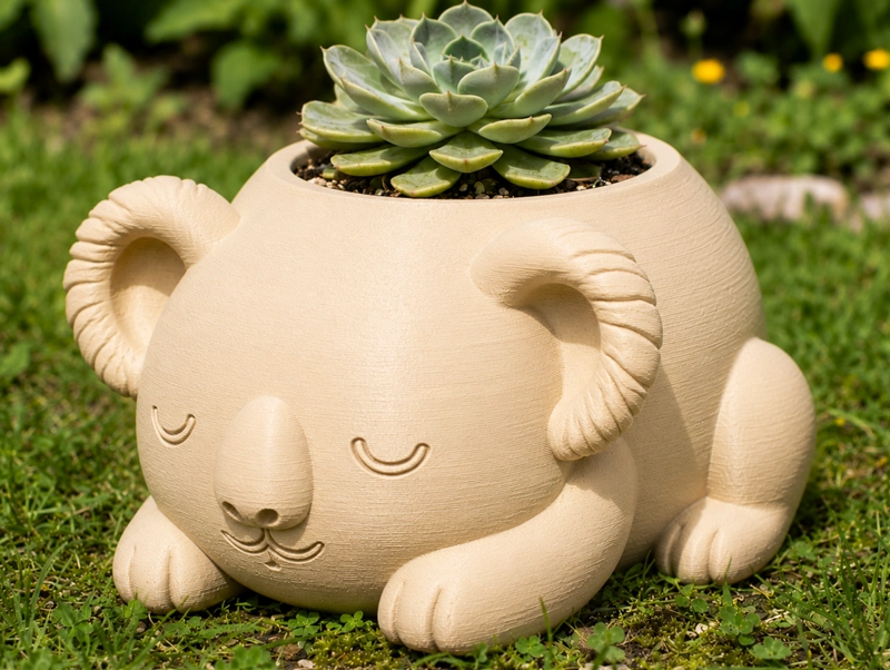 MACETERO DECORATIVO HOGAR- KOALA DURMIENTE 10 CM BEIGE - 5